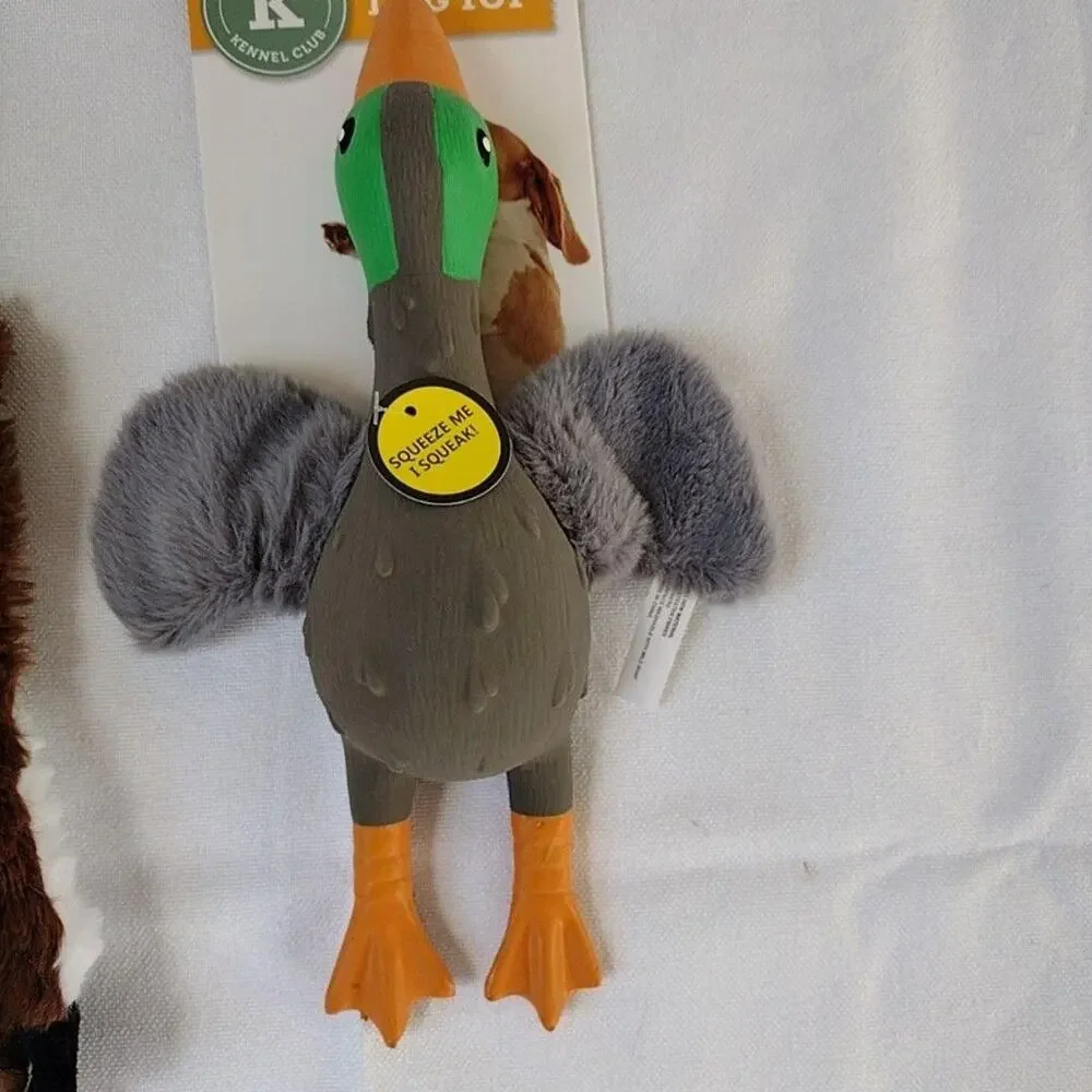 Kensington Kennel Club Duck & Fox Dog Toys S-M Plush Squeaky Set Pet Gift